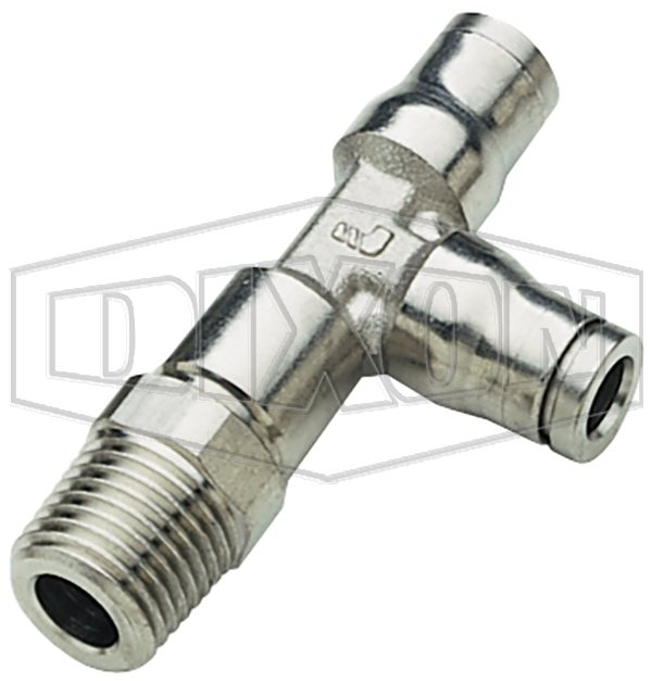 Nickel-Plated Brass Legris Push-In Male Run Tee